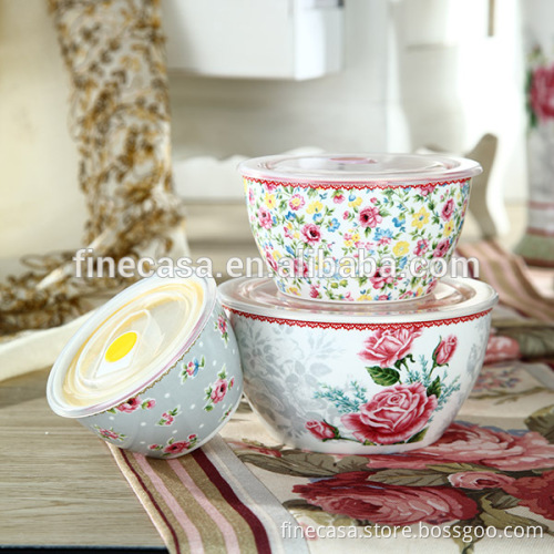 Elegant Style New Bone China Ceramic Rice Bowl with Lid of Spring in Paris